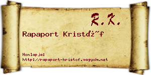 Rapaport Kristóf névjegykártya